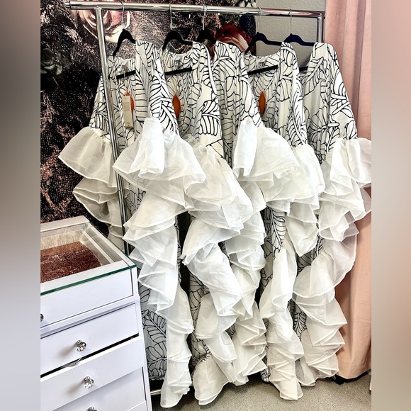 Fe Noel Kaftan- Palm Leaf Print Ruffle Trim Cover Up Dress- Fe Noel x Target - Picture 7 of 14